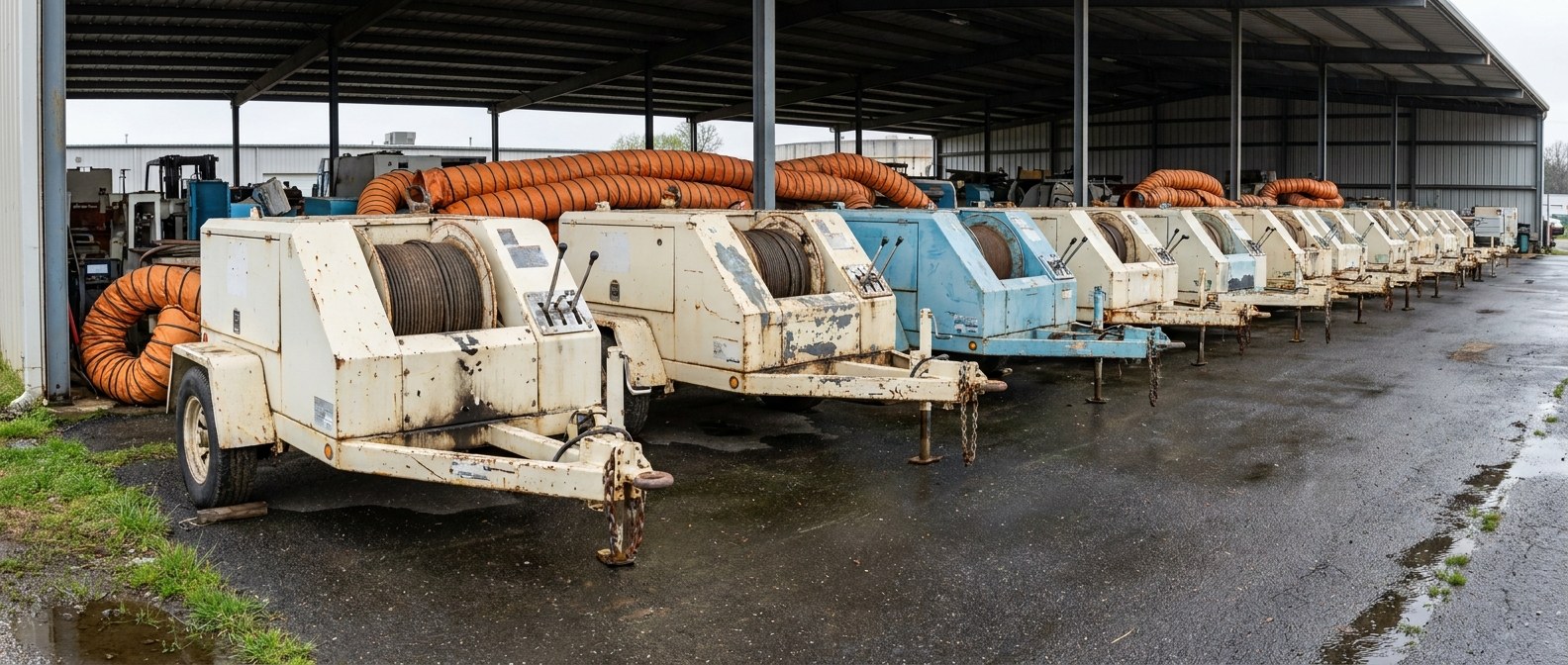light fibre cable winch в ряду на площадке